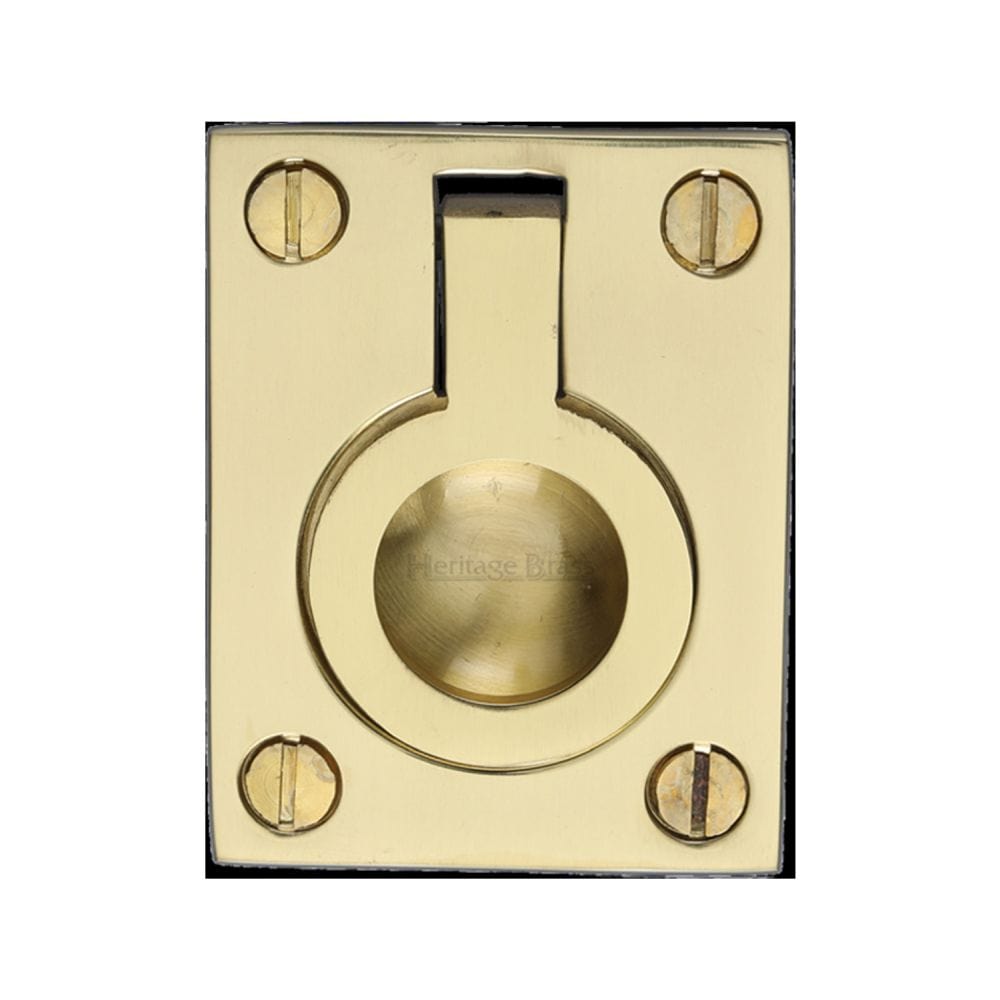 Heritage Brass Cabinet Hardware Polished Brass / 50 x 38mm Heritage Brass - Cabinet Pull Flush Ring Design 38mm Polished Brass Finish