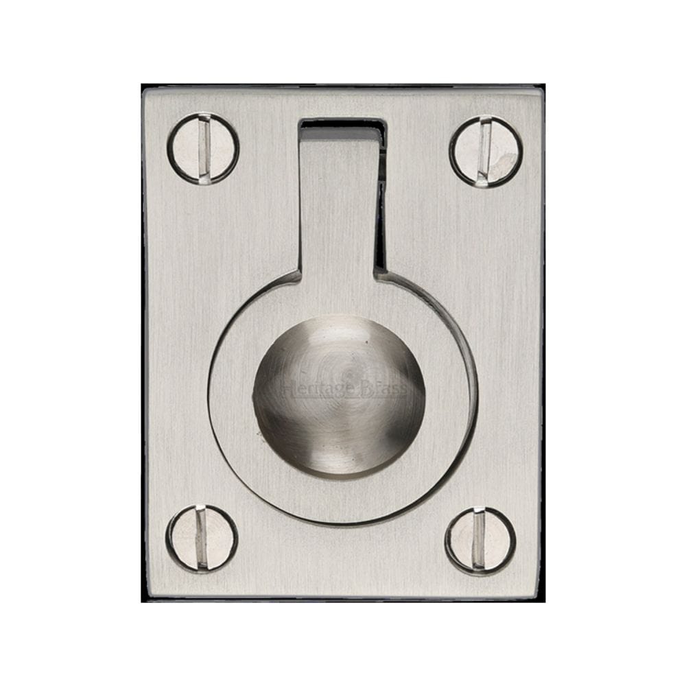 Heritage Brass Cabinet Hardware Satin Nickel / 50 x 38mm Heritage Brass - Cabinet Pull Flush Ring Design 38mm Satin Nickel Finish