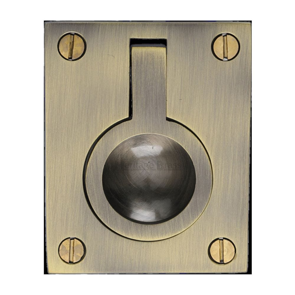 Heritage Brass Cabinet Hardware Antique Brass / 63 x 50mm Heritage Brass - Cabinet Pull Flush Ring Design 50mm Antique Brass Finish