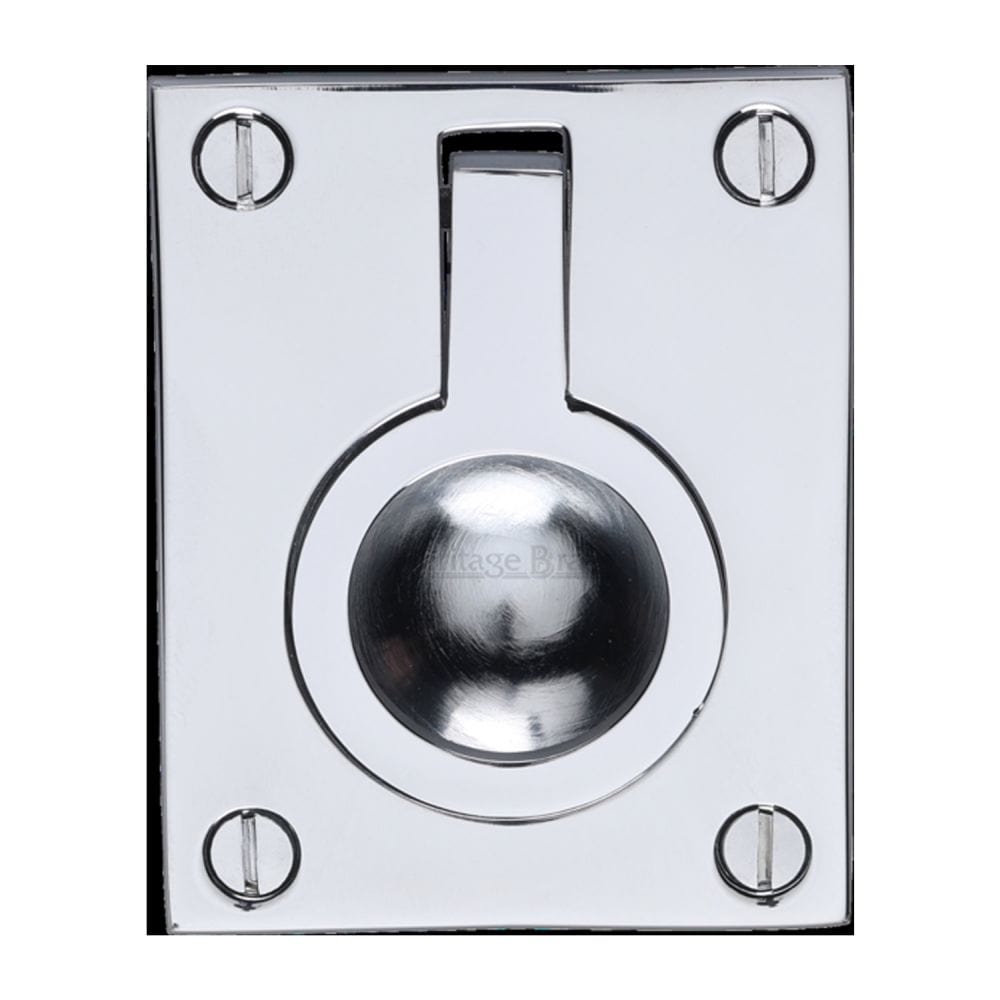 Heritage Brass Cabinet Hardware Polished Chrome / 63 x 50mm Heritage Brass - Cabinet Pull Flush Ring Design 50mm Polished Chrome Finish