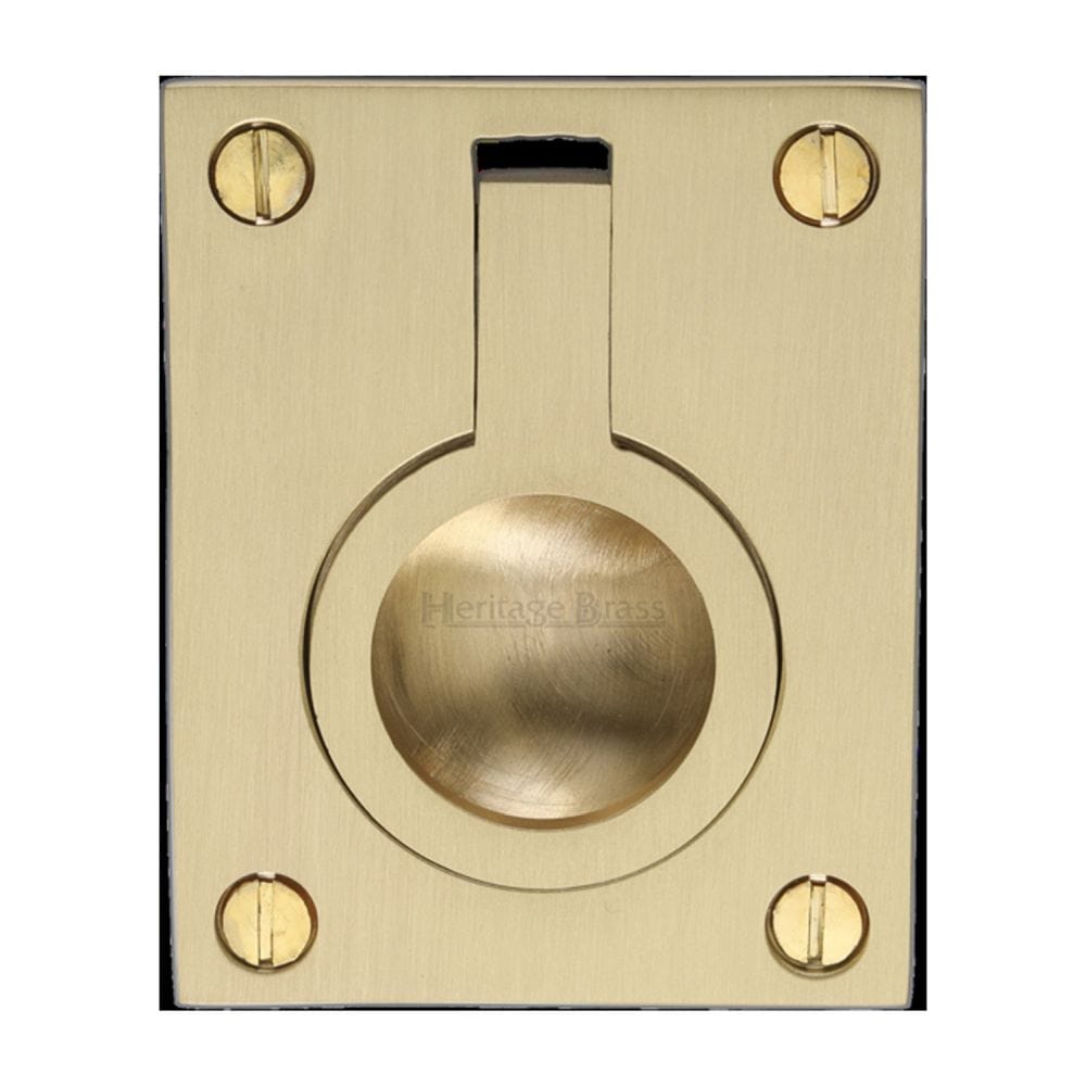 Heritage Brass Cabinet Hardware Satin Brass / 63 x 50mm Heritage Brass - Cabinet Pull Flush Ring Design 50mm Satin Brass Finish