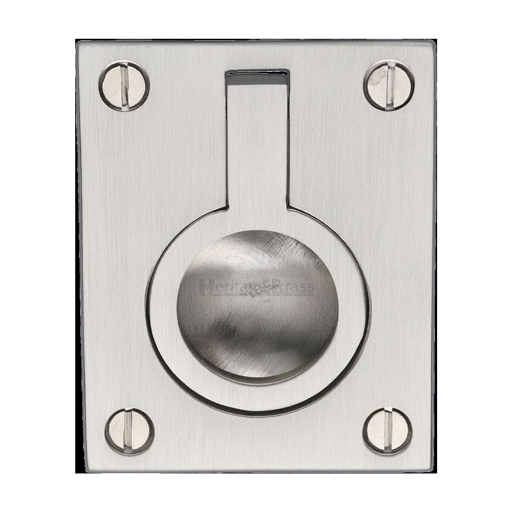 Heritage Brass Cabinet Hardware Satin Nickel / 63 x 50mm Heritage Brass - Cabinet Pull Flush Ring Design 50mm Satin Nickel Finish