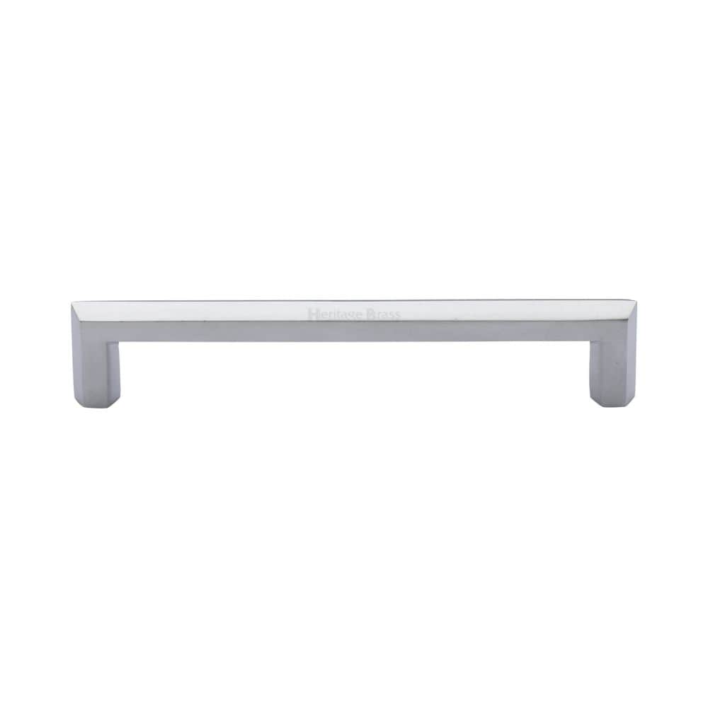 Heritage Brass Cabinet Hardware Satin Chrome / Cabinet Pull Handles / 152mm c/c Heritage Brass - Cabinet Pull Hex Profile Design 152mm CTC Satin Chrome Finish