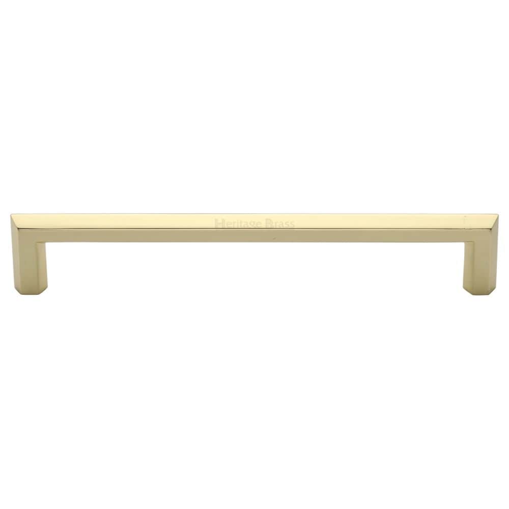 Heritage Brass Cabinet Hardware Polished Brass / Cabinet Pull Handles / 254mm c/c Heritage Brass - Cabinet Pull Hex Profile Design 254mm CTC Polished Brass Finish