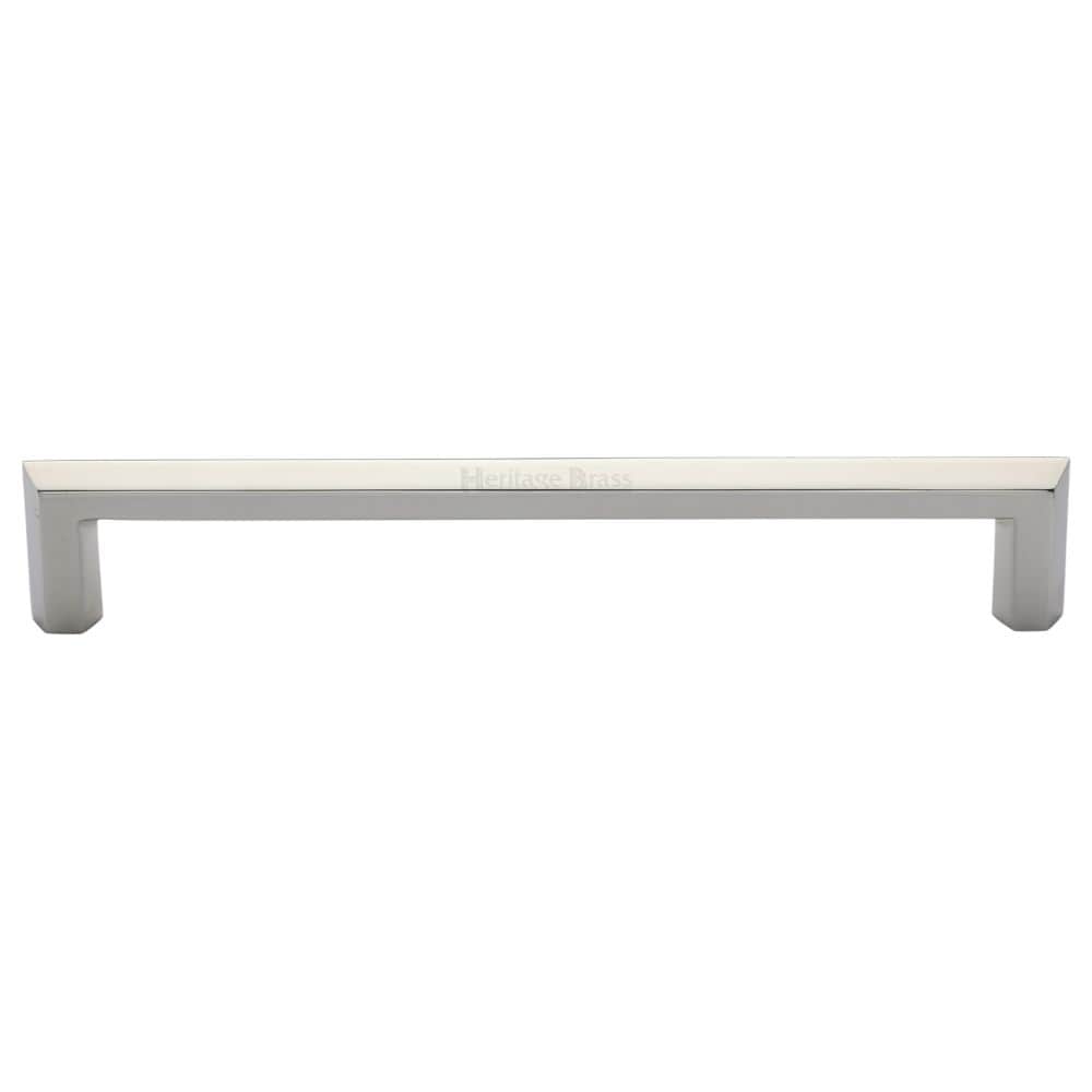 Heritage Brass Cabinet Hardware Polished Nickel / Cabinet Pull Handles / 254mm c/c Heritage Brass - Cabinet Pull Hex Profile Design 254mm CTC Polished Nickel Finish