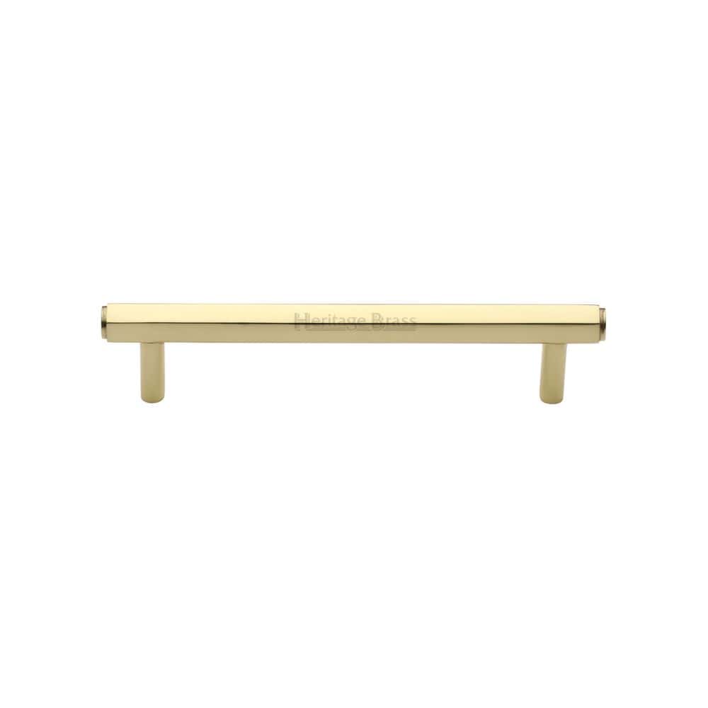 Heritage Brass Cabinet Hardware Polished Brass / Cabinet Pull Handles / 128mm c/c Heritage Brass - Cabinet Pull Hexagon Design 128mm CTC Polished Brass Finish