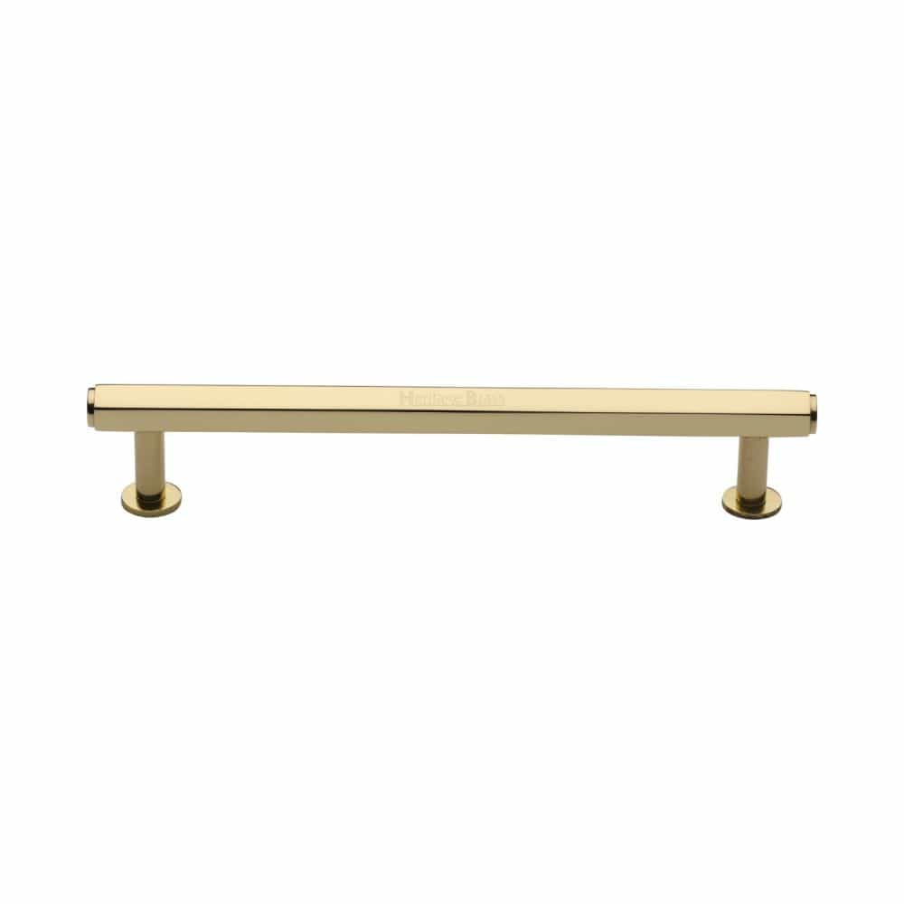 Heritage Brass Cabinet Hardware Polished Brass / Cabinet Pull Handles / 160mm c/c Heritage Brass - Cabinet Pull Hexagon Design with Rose 160mm CTC Polished Brass Fini