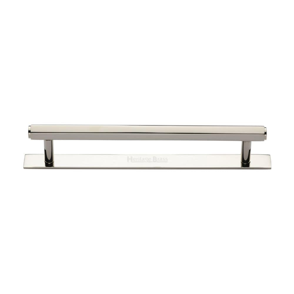 Heritage Brass Cabinet Hardware Polished Nickel / Cabinet Pull Handles / 160mm c/c Heritage Brass - Cabinet Pull Hexagonal Design with Plate 160mm CTC Polished Nickel