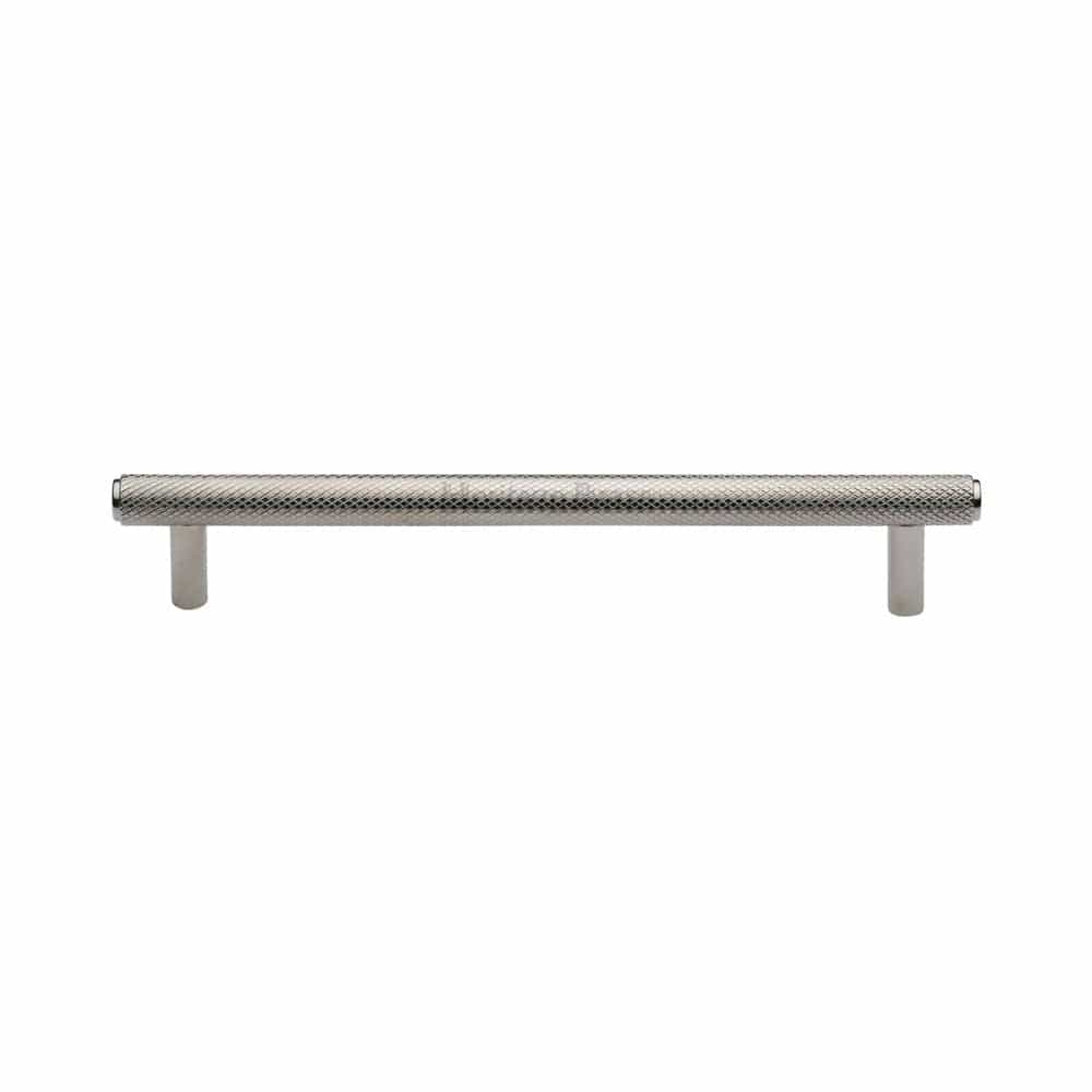 Heritage Brass Cabinet Hardware Polished Nickel / Cabinet Pull Handles / 160mm c/c Heritage Brass - Cabinet Pull Knurled Design 160mm CTC Polished Nickel Finish