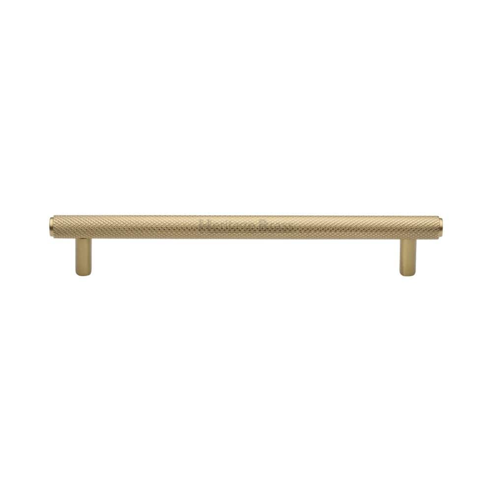 Heritage Brass Cabinet Hardware Satin Brass / Cabinet Pull Handles / 160mm c/c Heritage Brass - Cabinet Pull Knurled Design 160mm CTC Satin Brass Finish