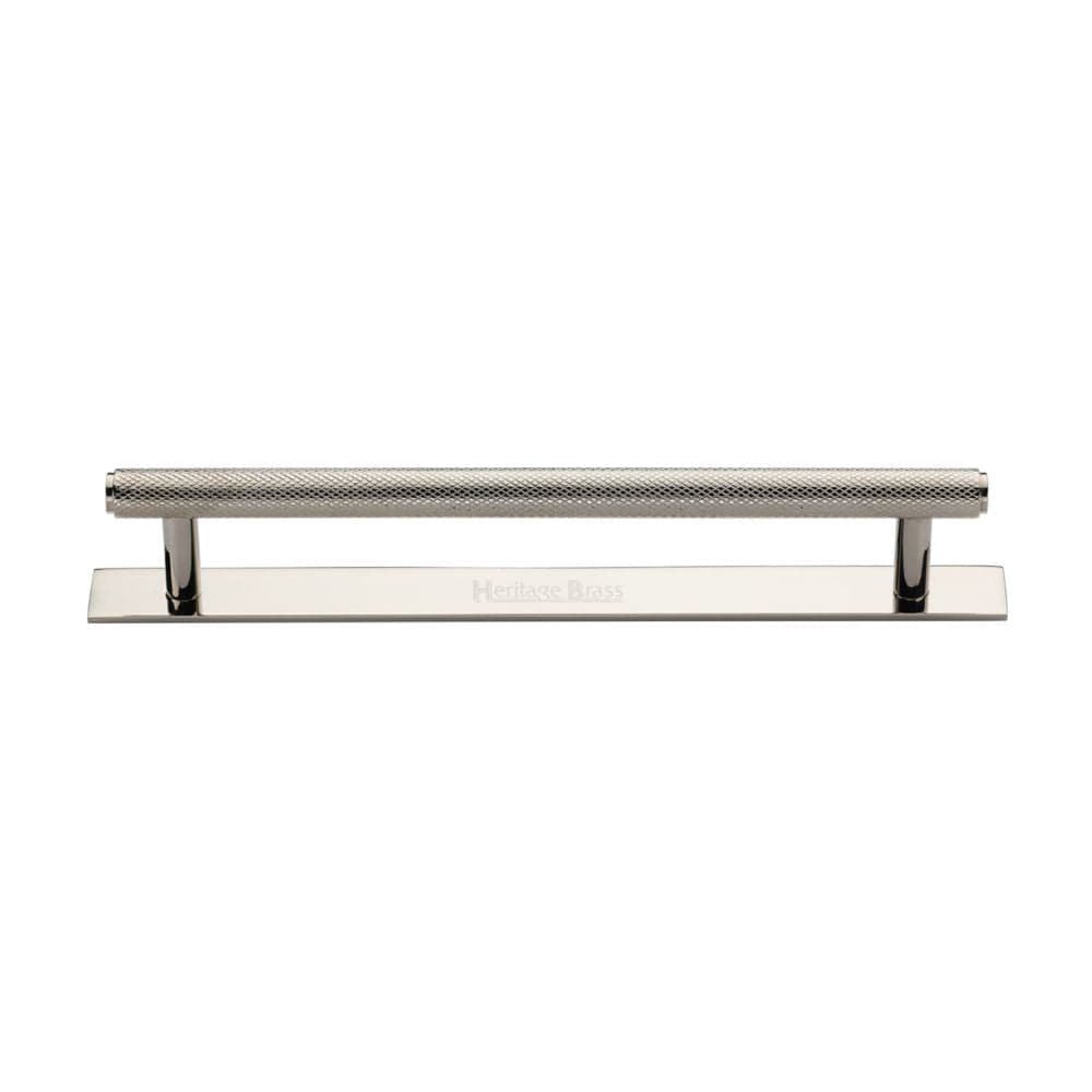 Heritage Brass Cabinet Hardware Polished Nickel / Cabinet Pull Handles / 160mm c/c Heritage Brass - Cabinet Pull Knurled Design with Plate 160mm CTC Polished Nickel Fi