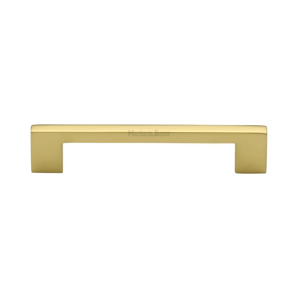 Heritage Brass Cabinet Hardware Polished Brass / Cabinet Pull Handles / 128mm c/c Heritage Brass - Cabinet Pull Metro Design 128mm CTC Polished Brass Finish