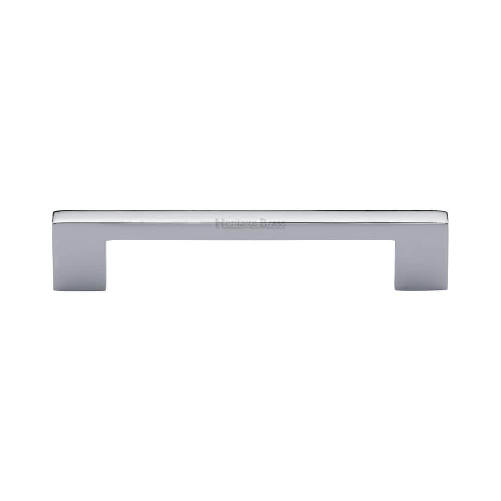Heritage Brass Cabinet Hardware Polished Chrome / Cabinet Pull Handles / 128mm c/c Heritage Brass - Cabinet Pull Metro Design 128mm CTC Polished Chrome Finish