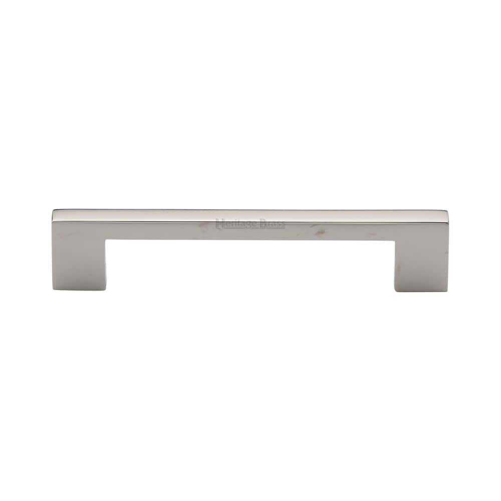 Heritage Brass Cabinet Hardware Polished Nickel / Cabinet Pull Handles / 128mm c/c Heritage Brass - Cabinet Pull Metro Design 128mm CTC Polished Nickel Finish