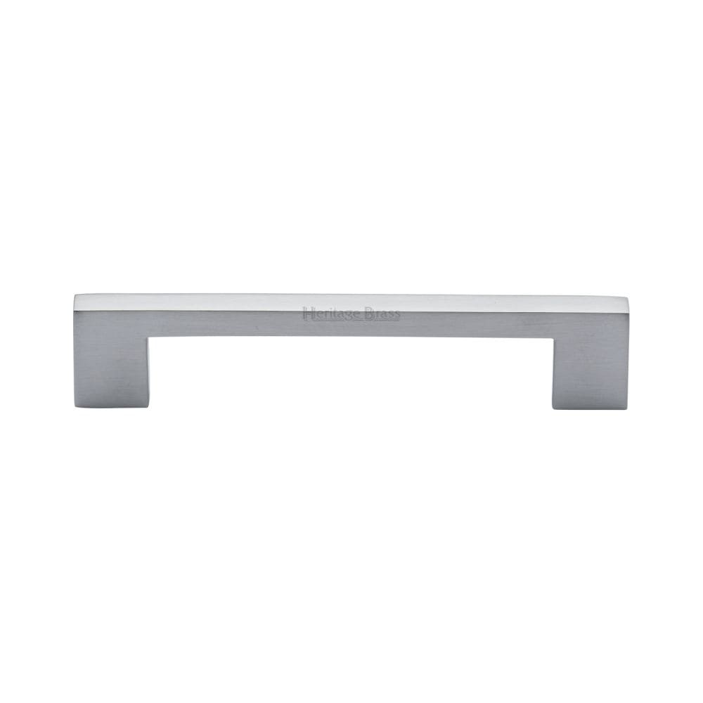 Heritage Brass Cabinet Hardware Satin Chrome / Cabinet Pull Handles / 128mm c/c Heritage Brass - Cabinet Pull Metro Design 128mm CTC Satin Chrome Finish