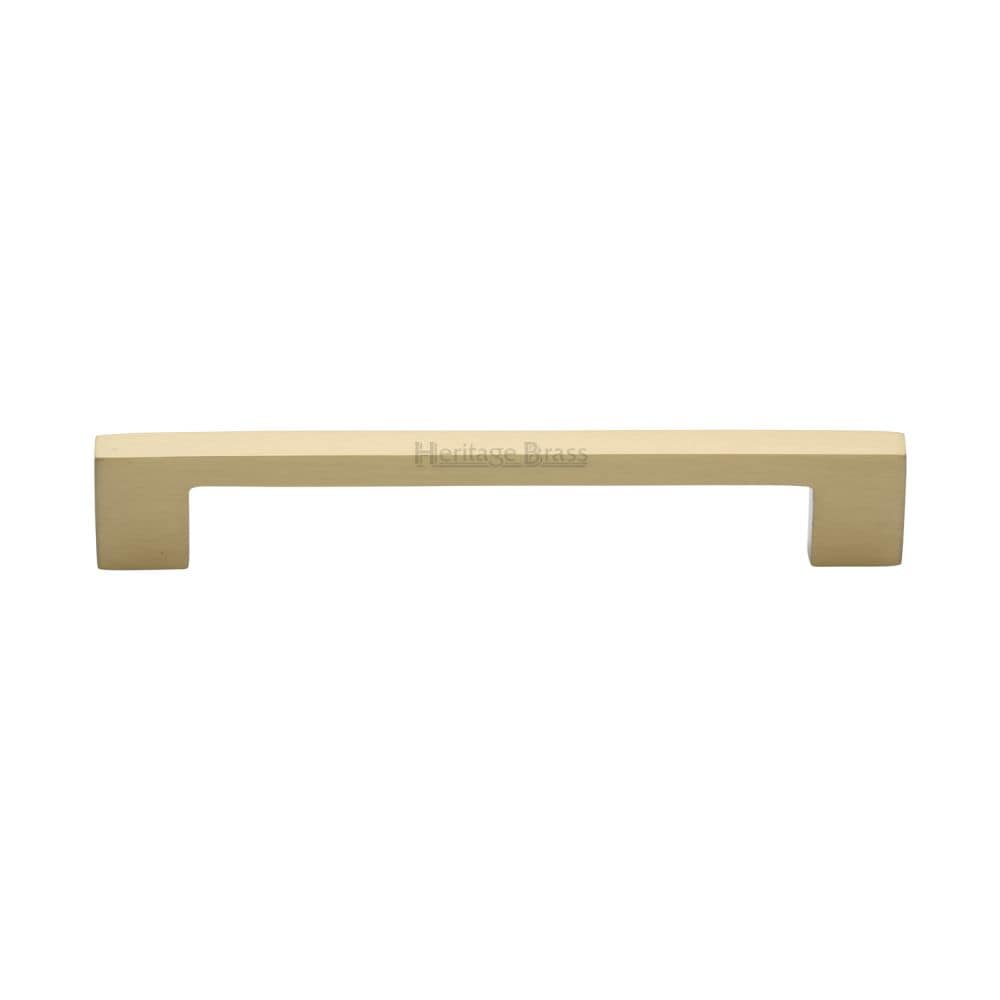 Heritage Brass Cabinet Hardware Satin Brass / Cabinet Pull Handles / 160mm c/c Heritage Brass - Cabinet Pull Metro Design 160mm CTC Satin Brass Finish