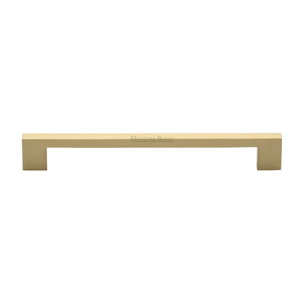 Heritage Brass Cabinet Hardware Satin Brass / Cabinet Pull Handles / 192mm c/c Heritage Brass - Cabinet Pull Metro Design 192mm CTC Satin Brass Finish