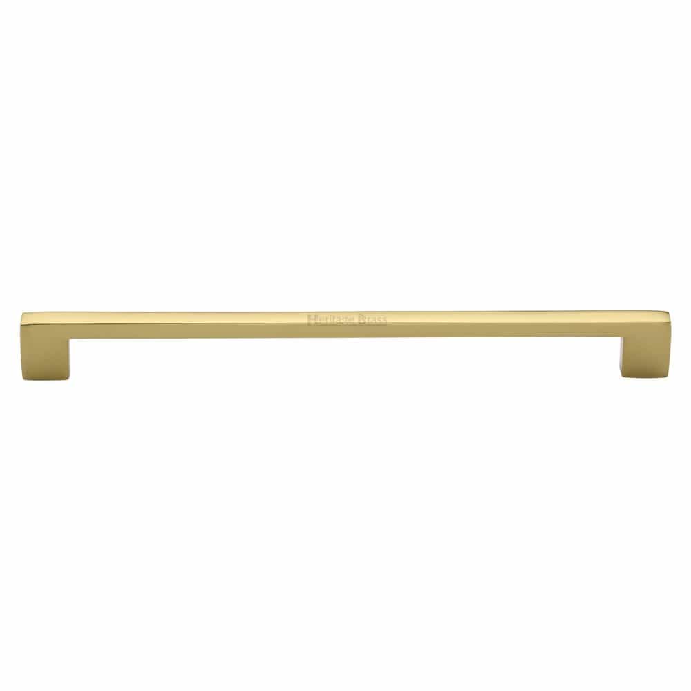 Heritage Brass Cabinet Hardware Polished Brass / Cabinet Pull Handles / 256mm c/c Heritage Brass - Cabinet Pull Metro Design 256mm CTC Polished Brass Finish