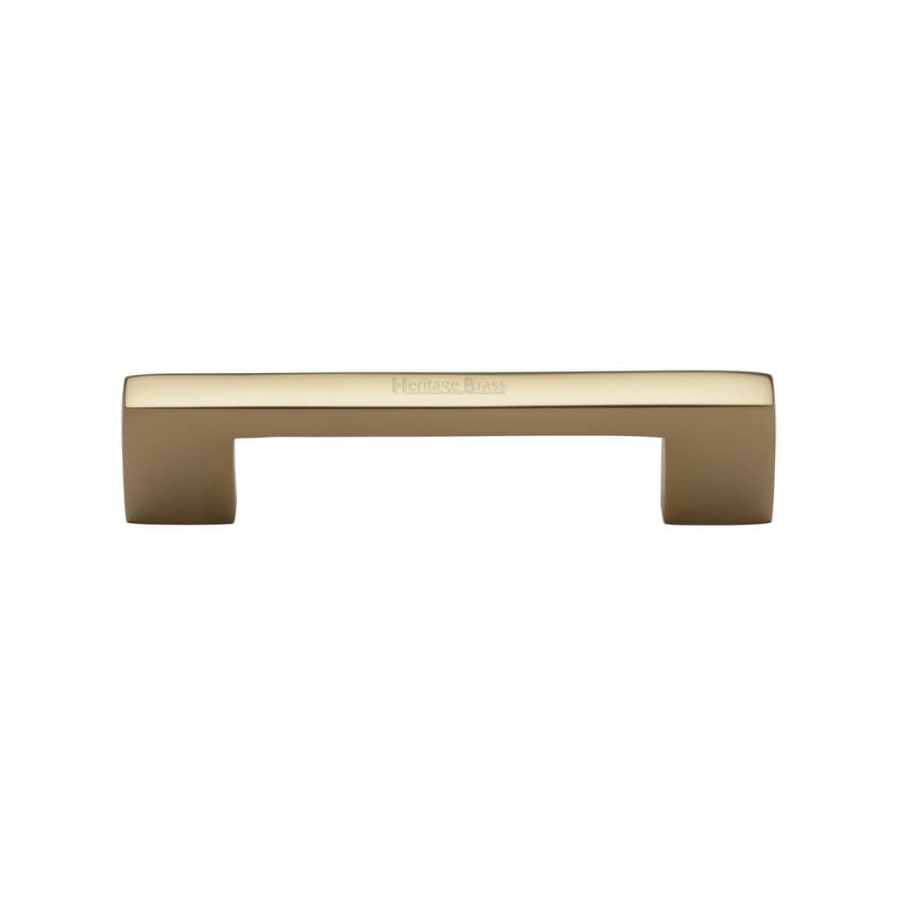Heritage Brass Cabinet Hardware Polished Brass / Cabinet Pull Handles / 96mm c/c Heritage Brass - Cabinet Pull Metro Design 96mm CTC Polished Brass Finish