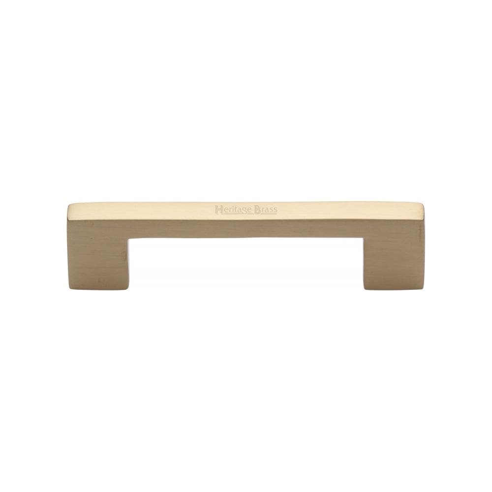 Heritage Brass Cabinet Hardware Satin Brass / Cabinet Pull Handles / 96mm c/c Heritage Brass - Cabinet Pull Metro Design 96mm CTC Satin Brass Finish
