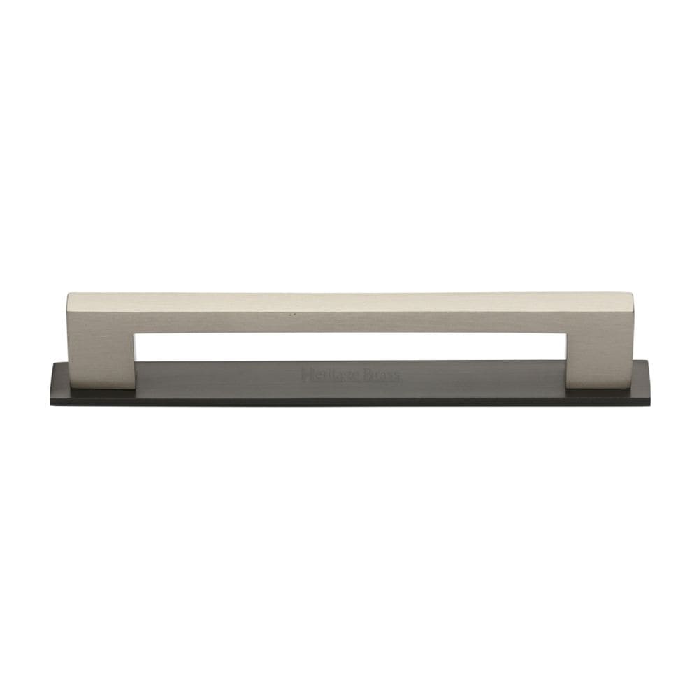 Heritage Brass Cabinet Hardware Matt Bronze/Satin Nickel / Cabinet Pull Handles / 160mm c/c Heritage Brass - Cabinet Pull Metro Design with Plate 160mm CTC Matt Bronze/Satin