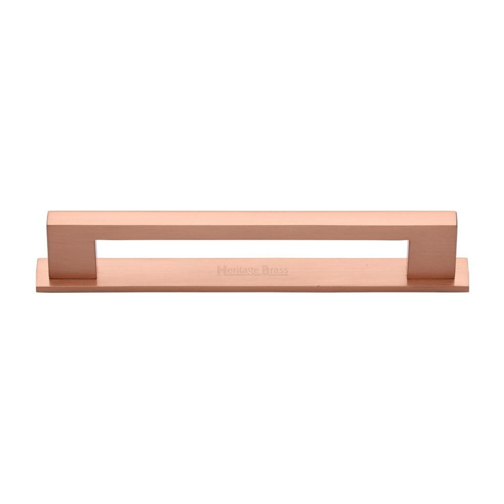 Heritage Brass Cabinet Hardware Satin Rose Gold / Cabinet Pull Handles / 160mm c/c Heritage Brass - Cabinet Pull Metro Design with Plate 160mm CTC Satin Rose Gold F