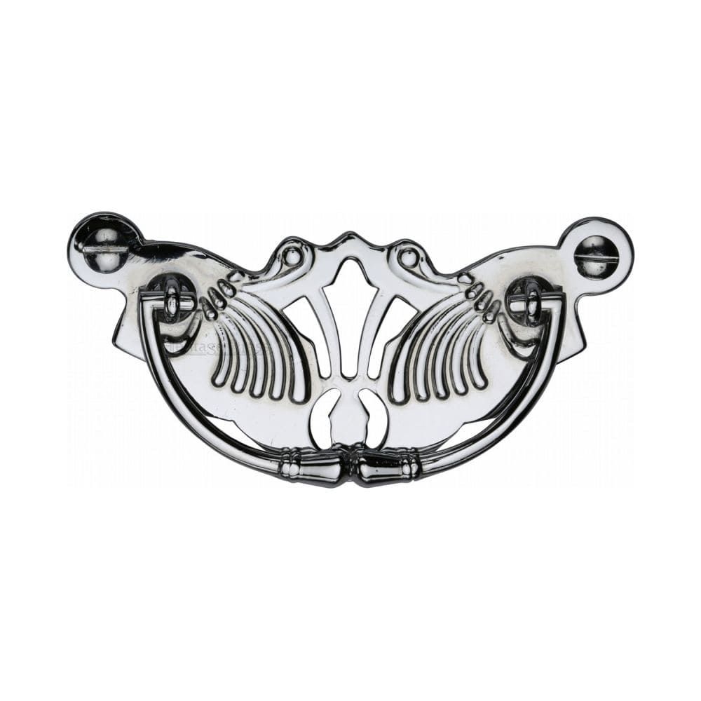Heritage Brass Cabinet Hardware Polished Chrome / Cabinet Drop Pulls / 78mm c/c Heritage Brass - Cabinet Pull Ornate Plate Design Polished Chrome Finish