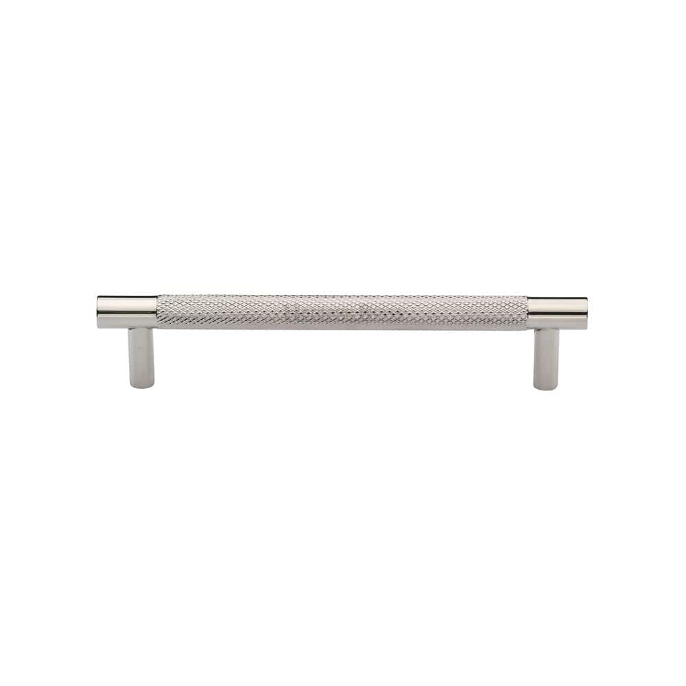 Heritage Brass Cabinet Hardware Polished Nickel / Cabinet Pull Handles / 128mm c/c Heritage Brass - Cabinet Pull Partial Knurled Design 128mm CTC Polished Nickel Finis