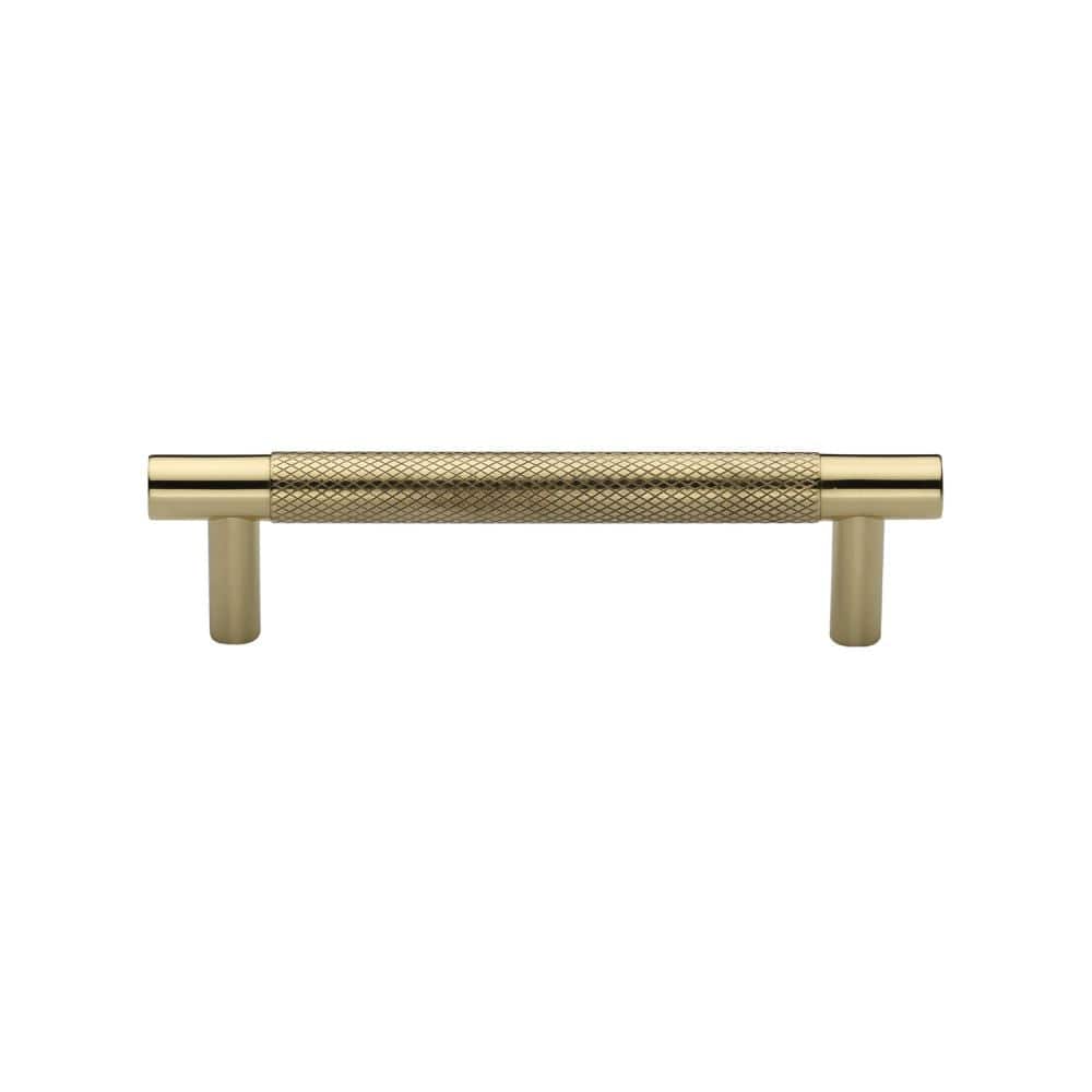 Heritage Brass Cabinet Hardware Polished Brass / Cabinet Pull Handles / 96mm c/c Heritage Brass - Cabinet Pull Partial Knurled Design 96mm CTC Polished Brass Finish
