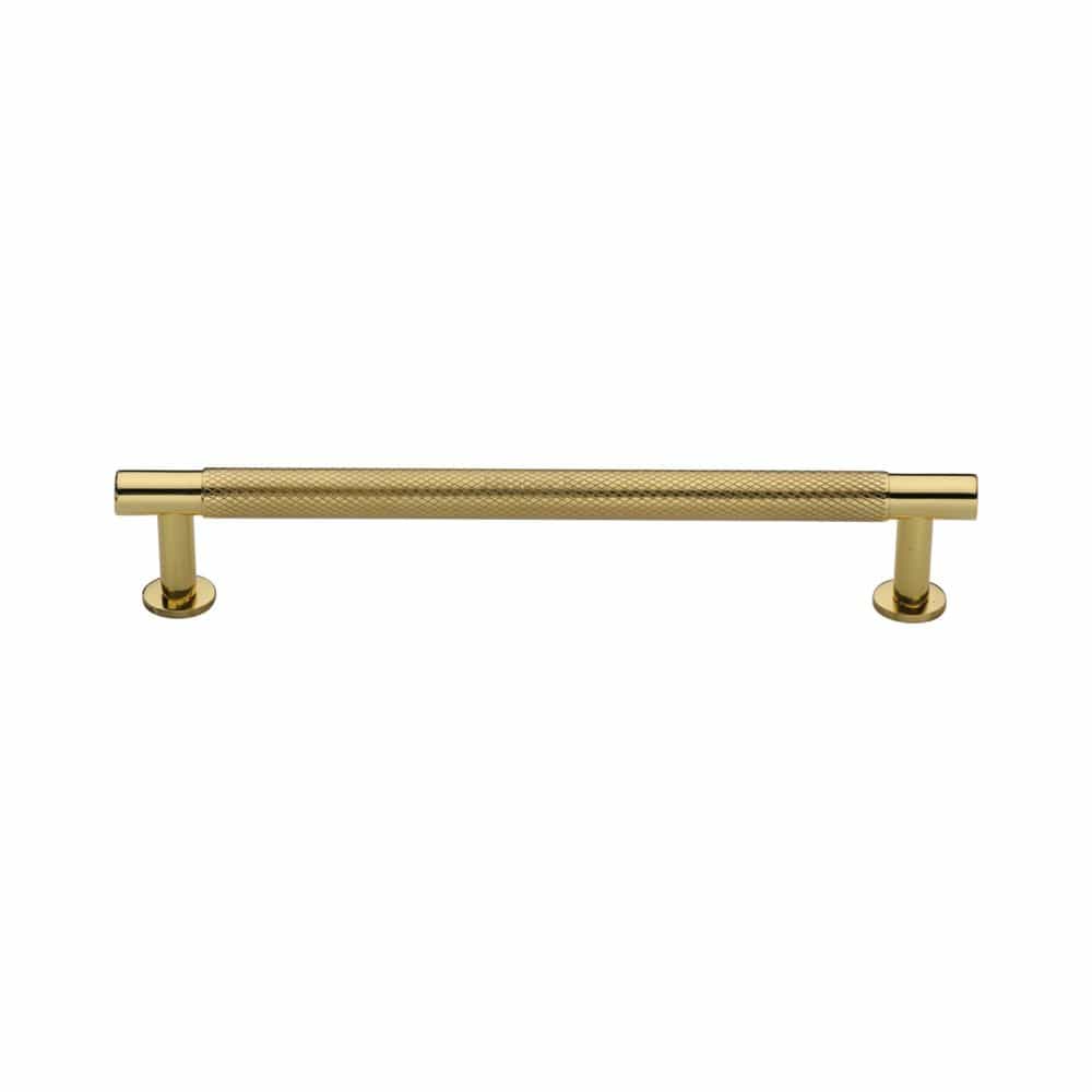 Heritage Brass Cabinet Hardware Polished Brass / Cabinet Pull Handles / 160mm c/c Heritage Brass - Cabinet Pull Partial Knurled Design with Rose 160mm CTC Polished Br
