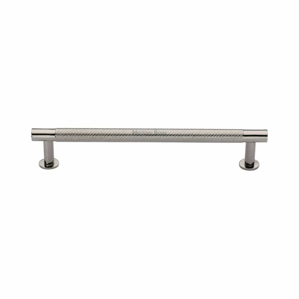Heritage Brass Cabinet Hardware Polished Nickel / Cabinet Pull Handles / 160mm c/c Heritage Brass - Cabinet Pull Partial Knurled Design with Rose 160mm CTC Polished Ni