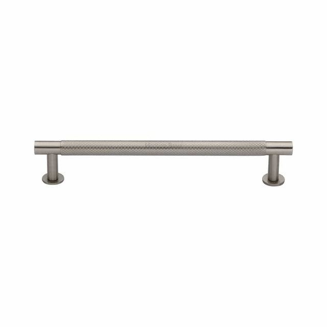 Heritage Brass Cabinet Hardware Satin Nickel / Cabinet Pull Handles / 160mm c/c Heritage Brass - Cabinet Pull Partial Knurled Design with Rose 160mm CTC Satin Ni