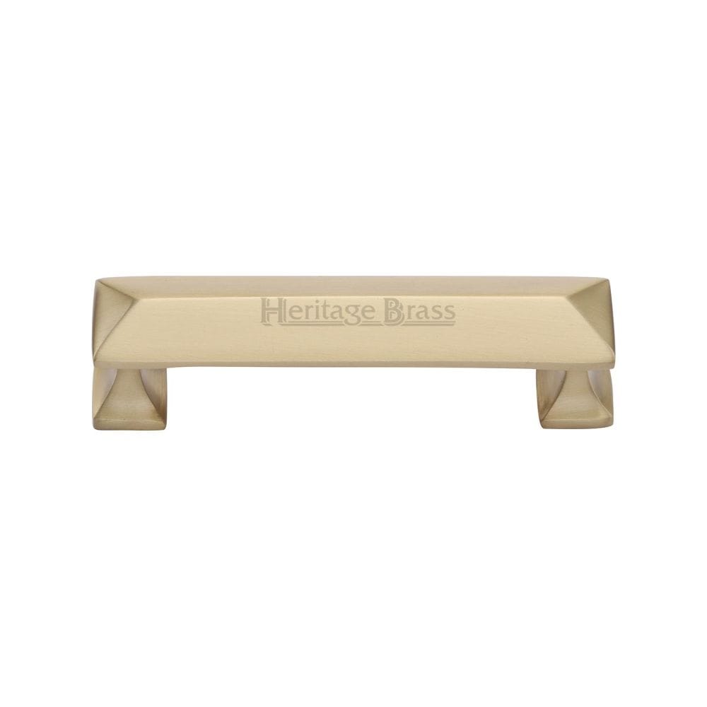 Heritage Brass Cabinet Hardware Satin Brass / Cabinet Pull Handles / 96mm c/c Heritage Brass - Cabinet Pull Pyramid Design 96mm CTC Satin Brass Finish