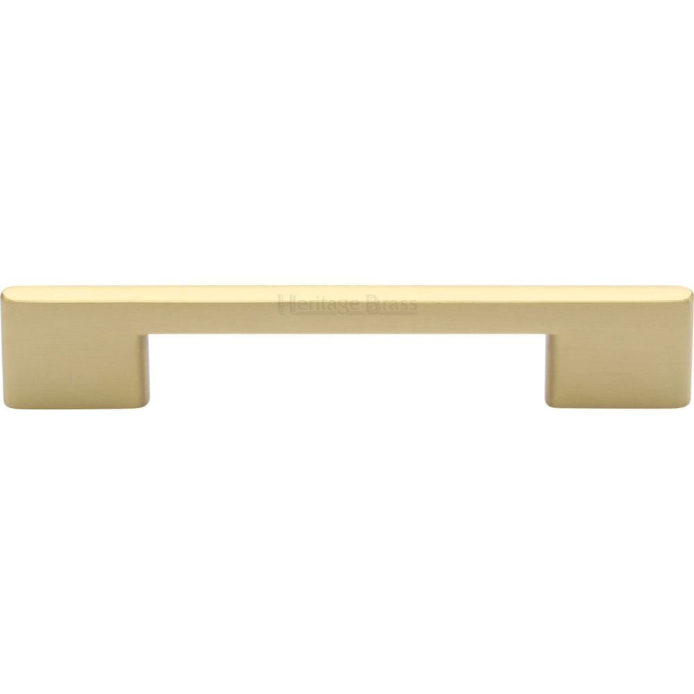 Heritage Brass Cabinet Hardware Satin Brass / Cabinet Pull Handles / 128mm c/c Heritage Brass - Cabinet Pull Slim Metro Design 128mm CTC Satin Brass Finish