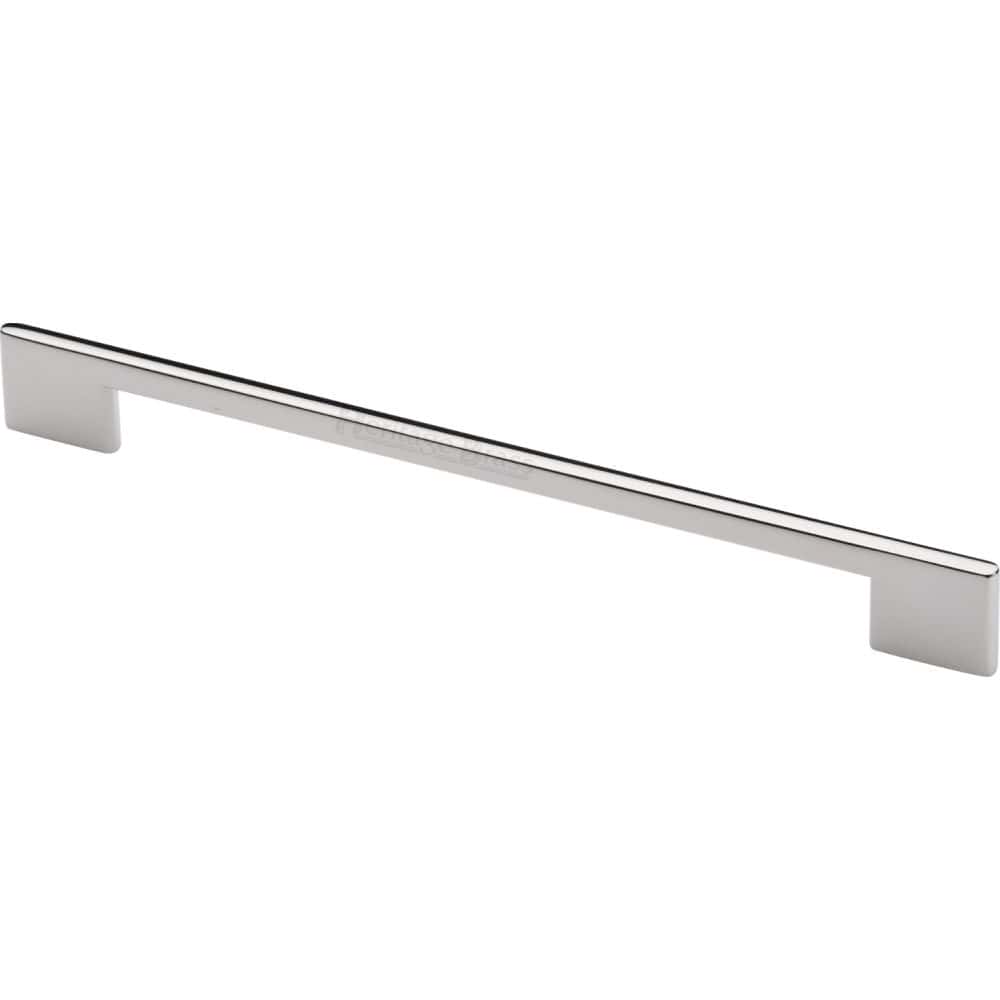 Heritage Brass Cabinet Hardware Polished Nickel / Cabinet Pull Handles / 256mm c/c Heritage Brass - Cabinet Pull Slim Metro Design 256mm CTC Polished Nickel Finish