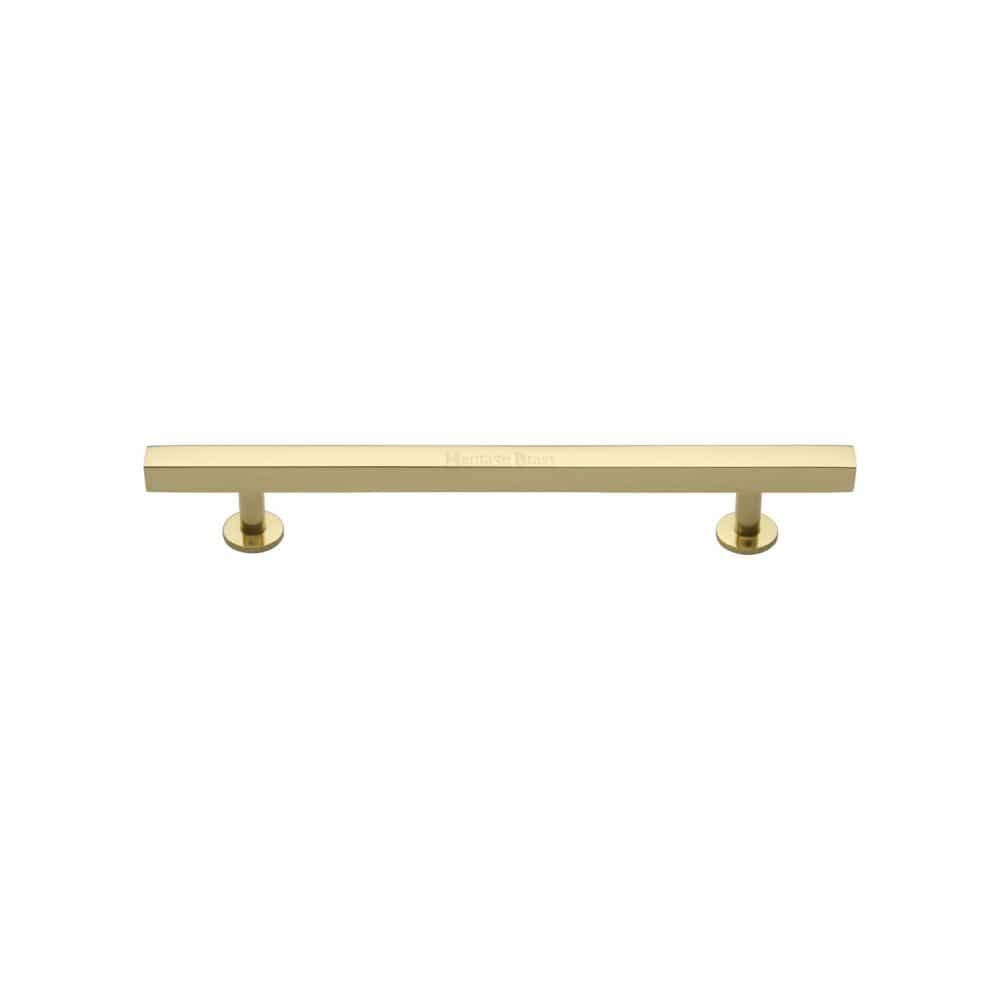 Heritage Brass Cabinet Hardware Polished Brass / Cabinet Pull Handles / 128mm c/c Heritage Brass - Cabinet Pull Square Design 128mm CTC Polished Brass Finish