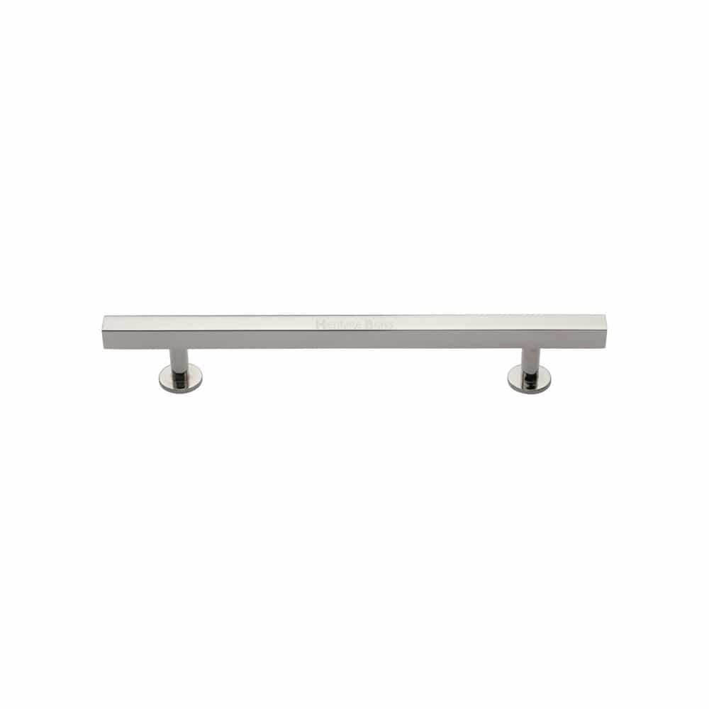 Heritage Brass Cabinet Hardware Polished Nickel / Cabinet Pull Handles / 128mm c/c Heritage Brass - Cabinet Pull Square Design 128mm CTC Polished Nickel Finish