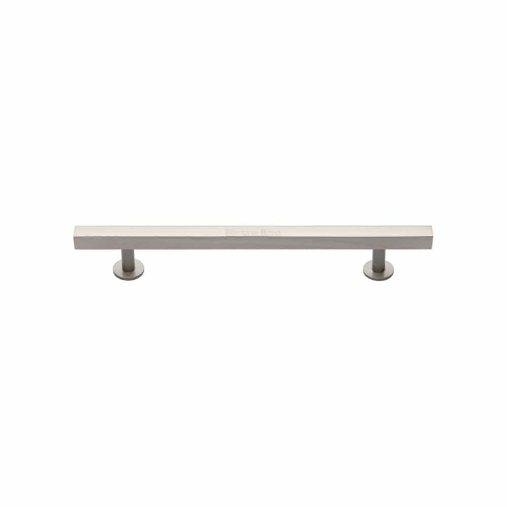 Heritage Brass Cabinet Hardware Satin Nickel / Cabinet Pull Handles / 128mm c/c Heritage Brass - Cabinet Pull Square Design 128mm CTC Satin Nickel Finish