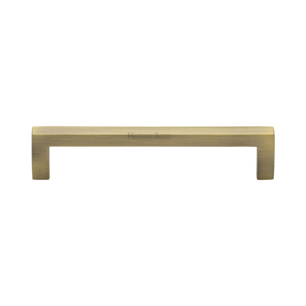 Heritage Brass Cabinet Hardware Antique Brass / Cabinet Pull Handles / 128mm c/c Heritage Brass - Cabinet Pull Square Metro Design 128mm CTC Antique Brass Finish