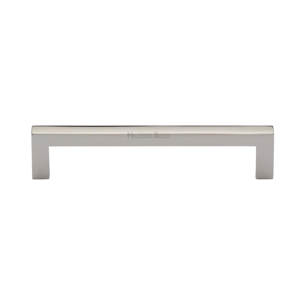 Heritage Brass Cabinet Hardware Polished Nickel / Cabinet Pull Handles / 128mm c/c Heritage Brass - Cabinet Pull Square Metro Design 128mm CTC Polished Nickel Finish