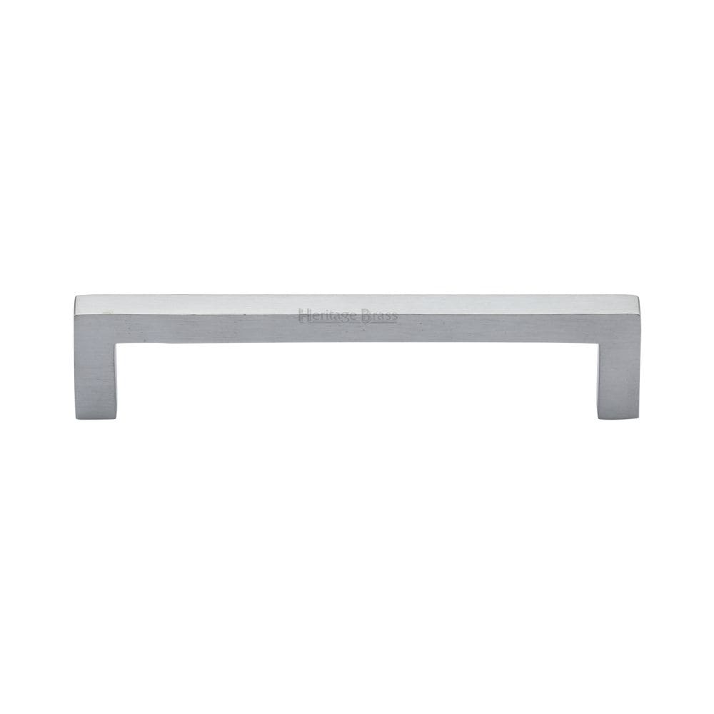 Heritage Brass Cabinet Hardware Satin Chrome / Cabinet Pull Handles / 128mm c/c Heritage Brass - Cabinet Pull Square Metro Design 128mm CTC Satin Chrome Finish