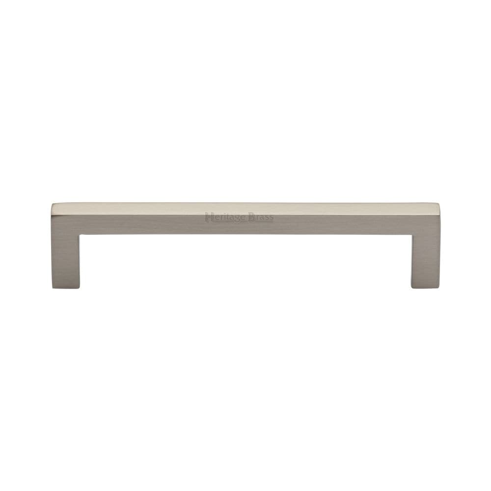 Heritage Brass Cabinet Hardware Satin Nickel / Cabinet Pull Handles / 128mm c/c Heritage Brass - Cabinet Pull Square Metro Design 128mm CTC Satin Nickel Finish