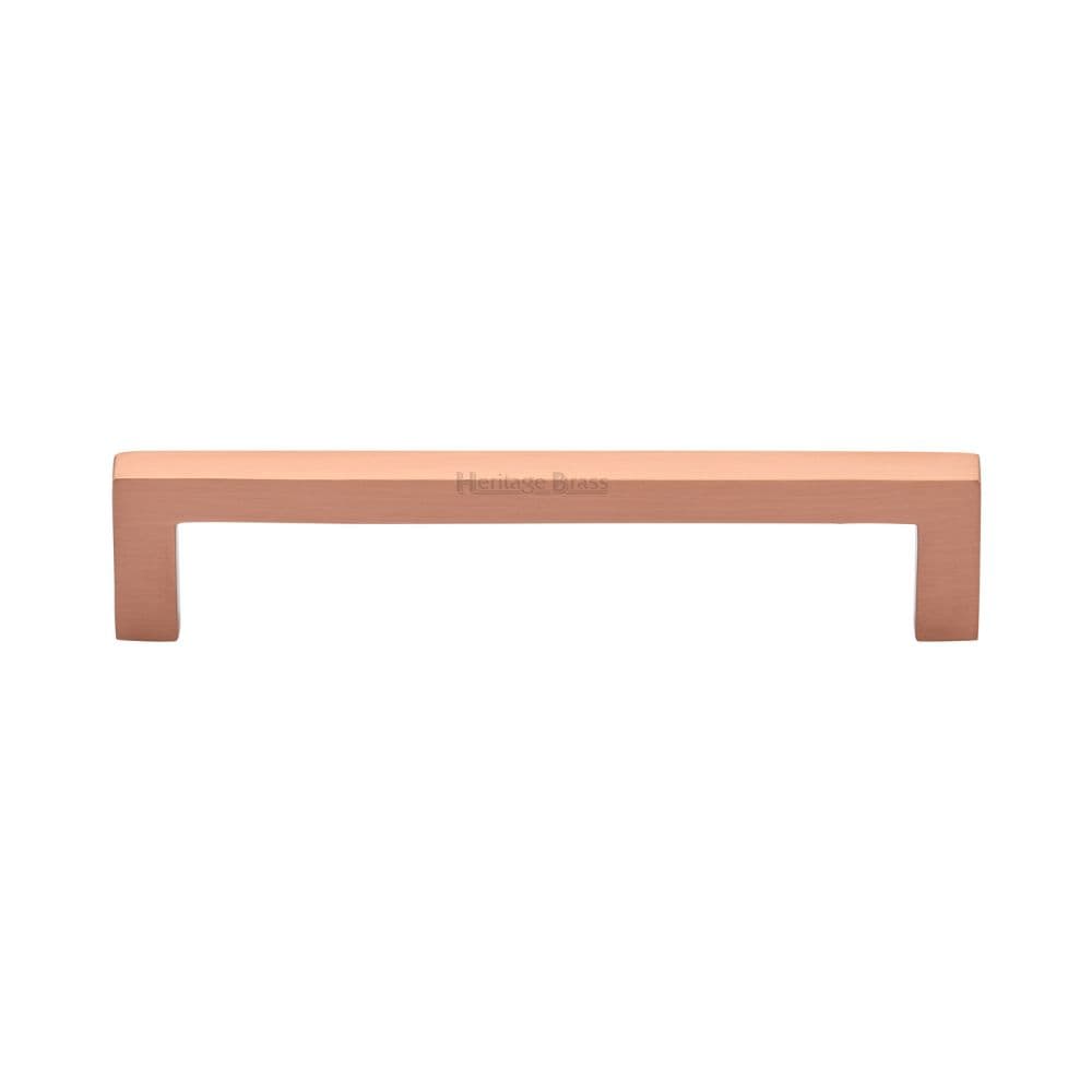 Heritage Brass Cabinet Hardware Satin Rose Gold / Cabinet Pull Handles / 128mm c/c Heritage Brass - Cabinet Pull Square Metro Design 128mm CTC Satin Rose Gold Finis
