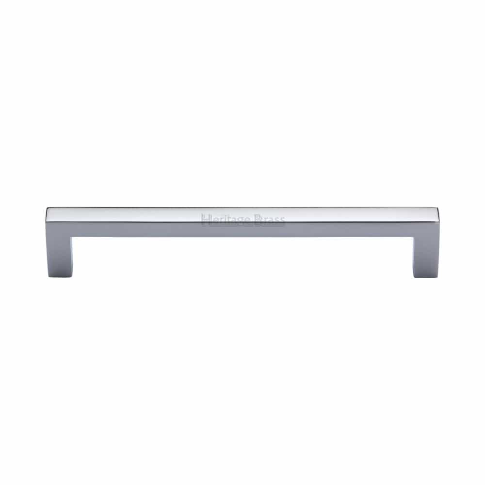 Heritage Brass Cabinet Hardware Polished Chrome / Cabinet Pull Handles / 160mm c/c Heritage Brass - Cabinet Pull Square Metro Design 160mm CTC Polished Chrome Finish