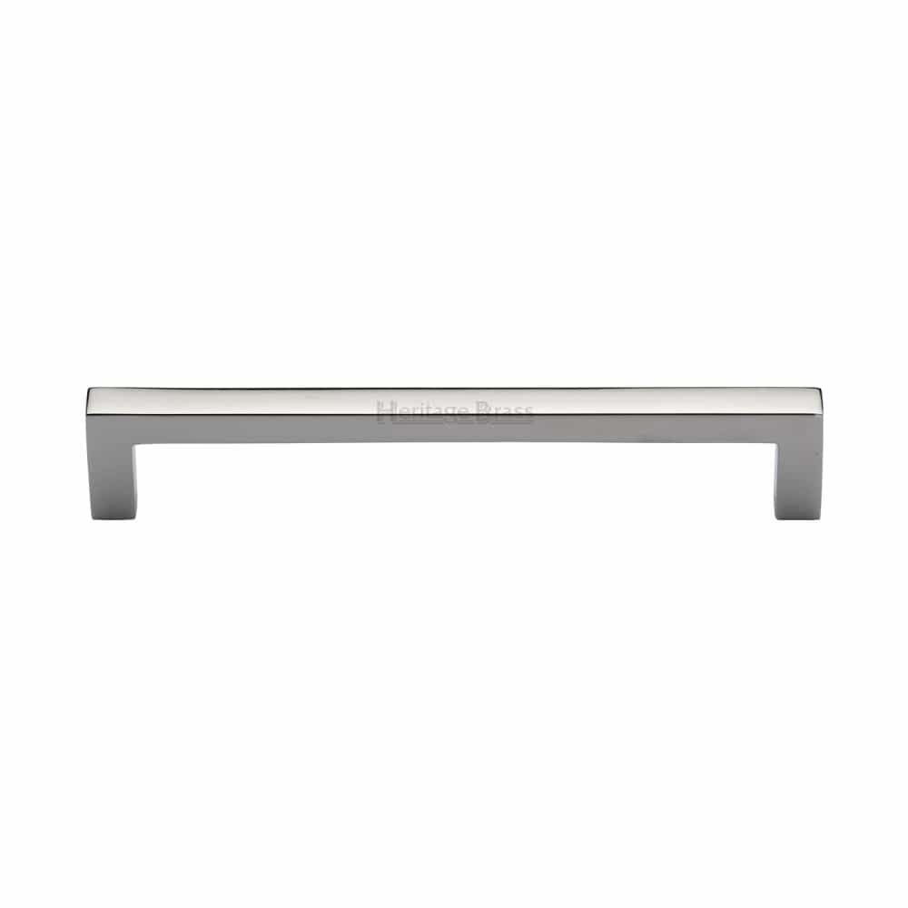 Heritage Brass Cabinet Hardware Polished Nickel / Cabinet Pull Handles / 160mm c/c Heritage Brass - Cabinet Pull Square Metro Design 160mm CTC Polished Nickel Finish