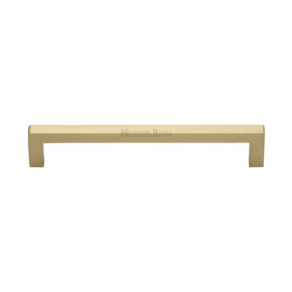 Heritage Brass Cabinet Hardware Satin Brass / Cabinet Pull Handles / 160mm c/c Heritage Brass - Cabinet Pull Square Metro Design 160mm CTC Satin Brass Finish