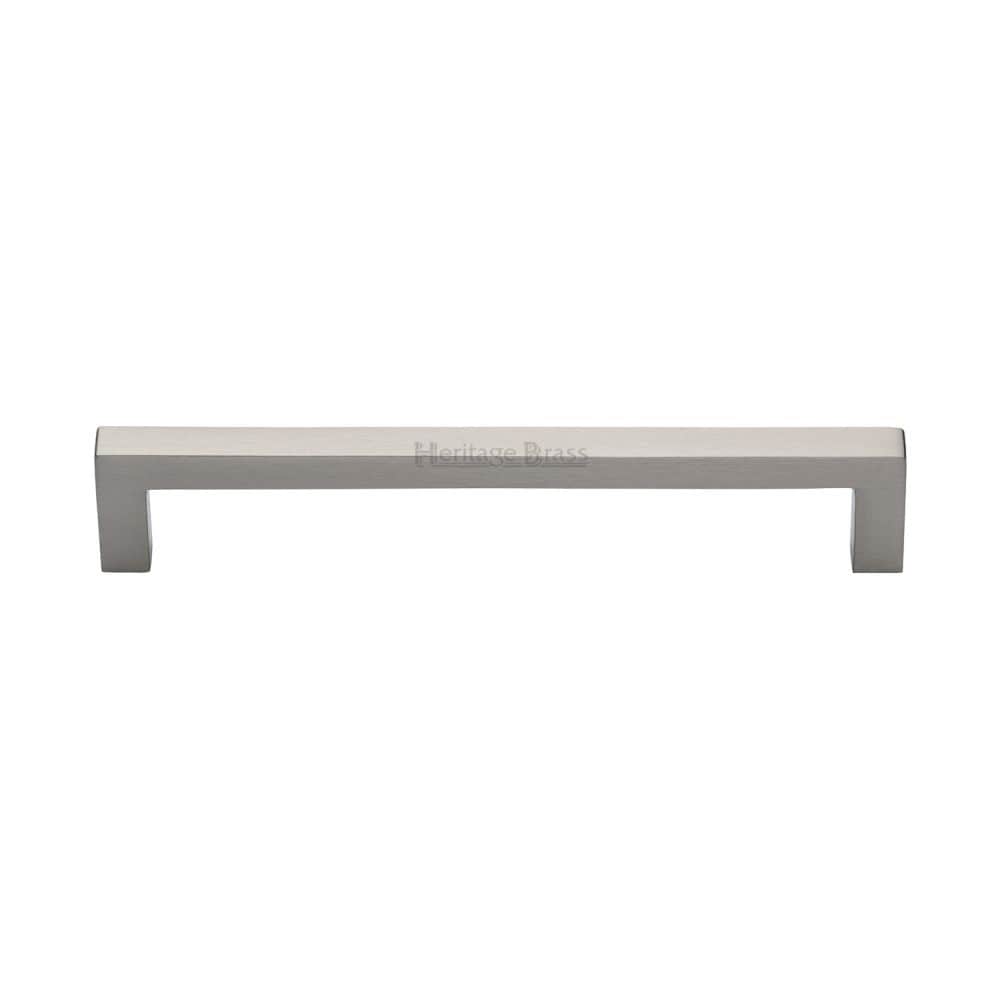 Heritage Brass Cabinet Hardware Satin Nickel / Cabinet Pull Handles / 160mm c/c Heritage Brass - Cabinet Pull Square Metro Design 160mm CTC Satin Nickel Finish