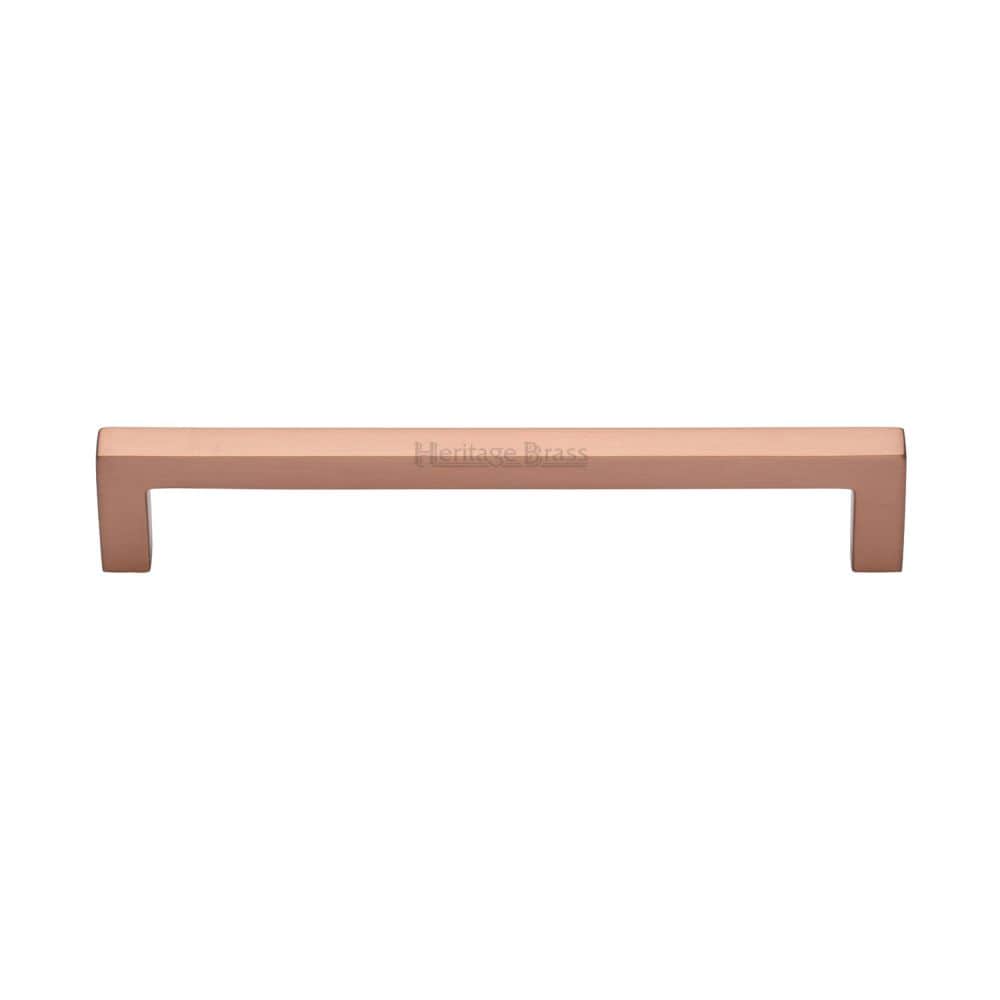 Heritage Brass Cabinet Hardware Satin Rose Gold / Cabinet Pull Handles / 160mm c/c Heritage Brass - Cabinet Pull Square Metro Design 160mm CTC Satin Rose Gold Finis