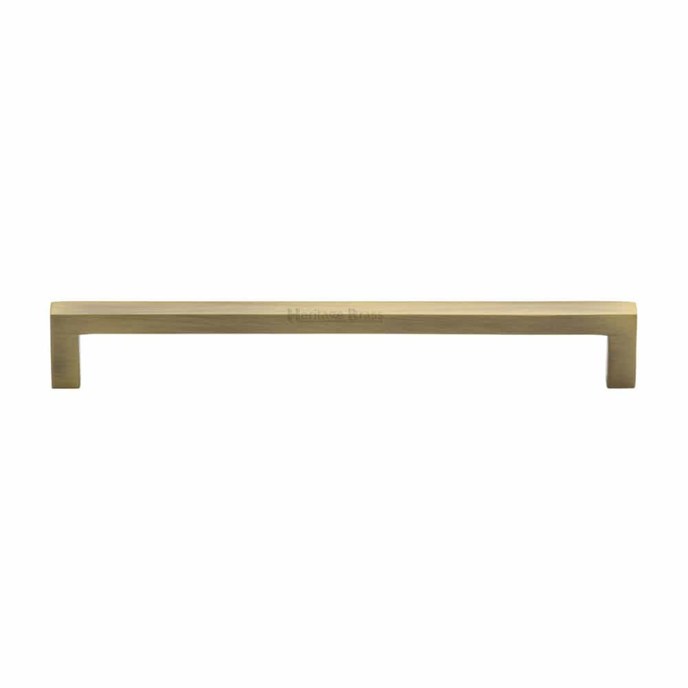 Heritage Brass Cabinet Hardware Antique Brass / Cabinet Pull Handles / 192mm c/c Heritage Brass - Cabinet Pull Square Metro Design 192mm CTC Antique Brass Finish