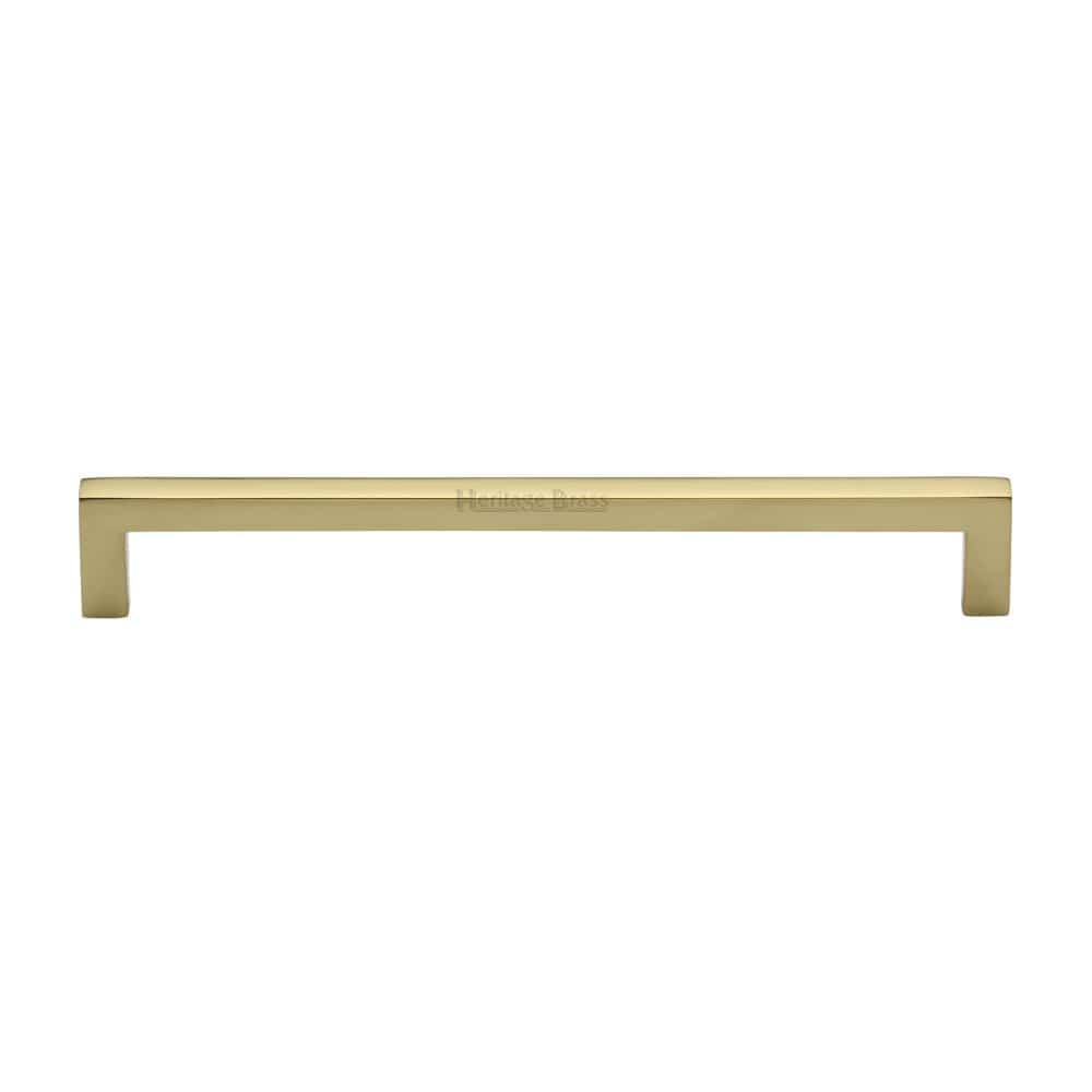 Heritage Brass Cabinet Hardware Polished Brass / Cabinet Pull Handles / 192mm c/c Heritage Brass - Cabinet Pull Square Metro Design 192mm CTC Polished Brass Finish